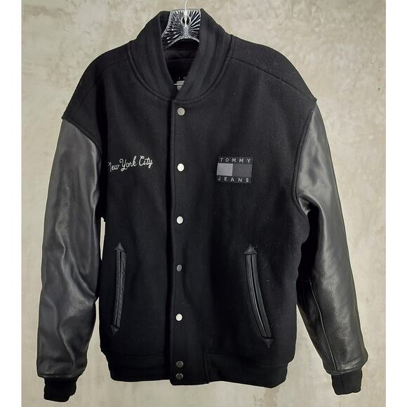 Tommy Hilfiger Black Varsity Jacket with Leather - Picture 8 of 11